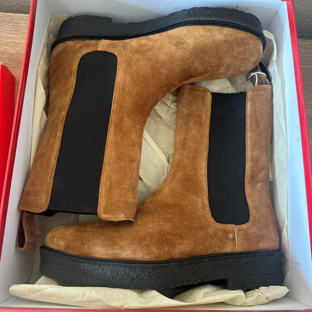 Staud Brown Suede Chelsea Palomino Boots, Mid Shaft, Quiet Luxury, size 40 NIB - Picture 10 of 11